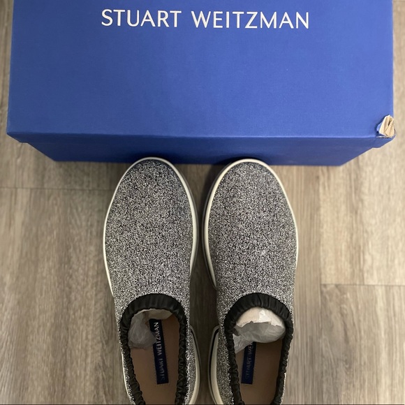 Stuart Weitzman silver sparkly slip on sneaker - Picture 2 of 5
